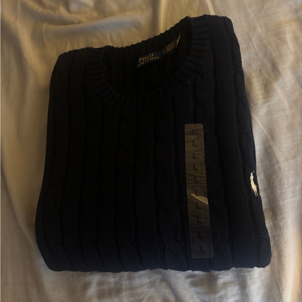 Ralph Lauren Men's Dark Blue Cable Knit Sweater